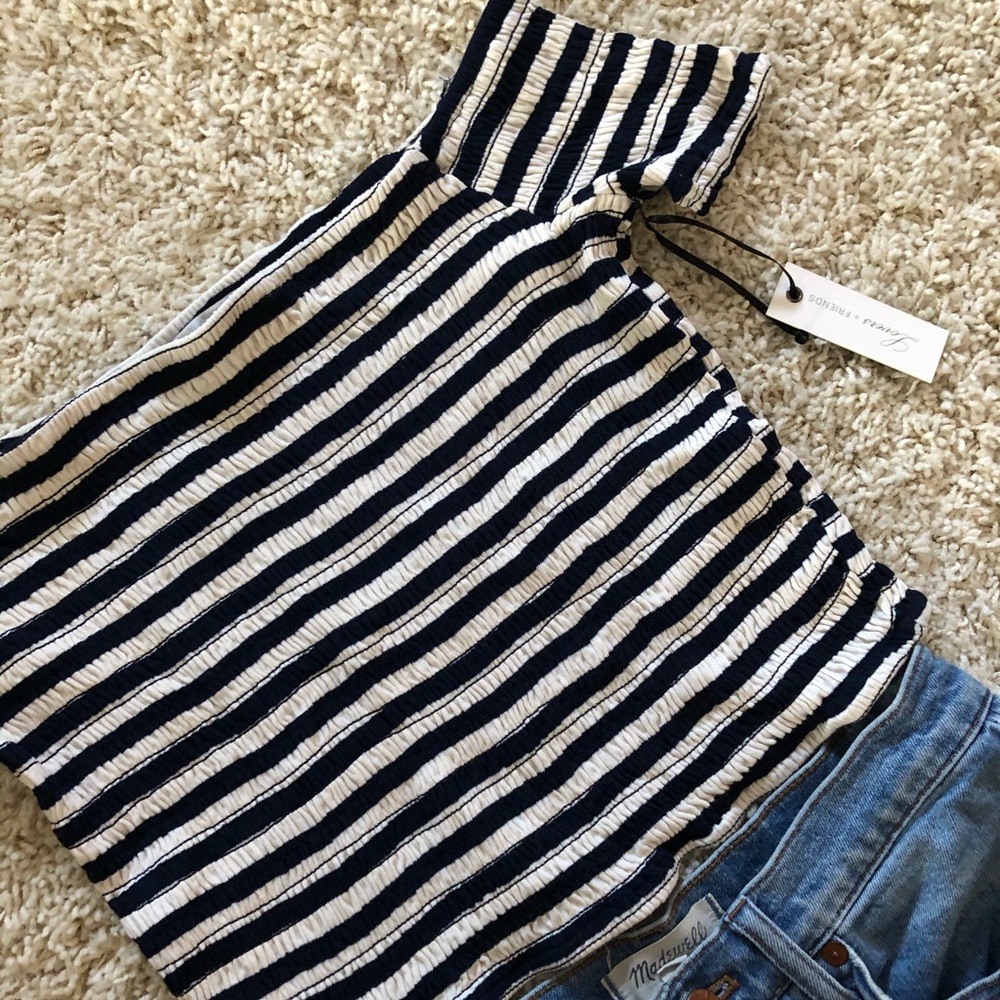Lovers and friends off the shoulder stripe shirt